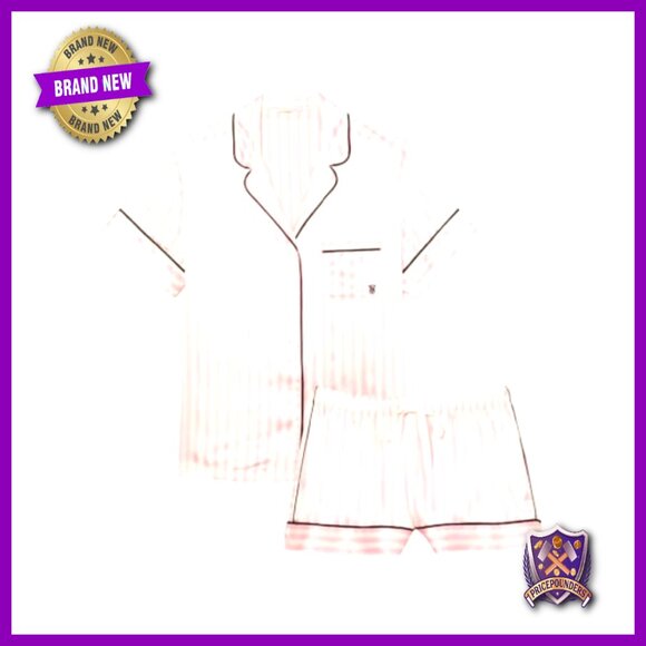 Satin Pajama Set, Short Sleeve Button Down & Shorts, XXL - Picture 3 of 5